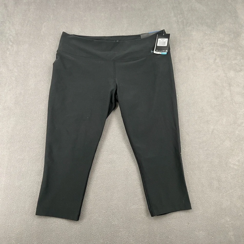 Nike Dri Fit Crop Leggings Womens 2XL Black Stretch Moisture Wicking Tight Fit